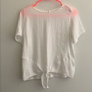 White top with tie in front